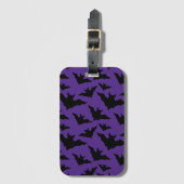ハロウィーン黒こうもり紫クールスプキー柄 ラゲッジタグ (正面縦)