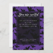 ハロウィーン黒こうもり紫クールスプキー柄 招待状 (正面)