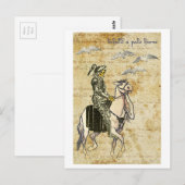 ハロウィーン黒の騎士の死のスケルトンの馬 ポストカード (正面/裏面)