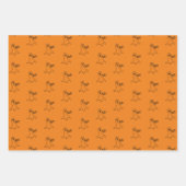 ハロウィーン黒オレンジ色の白い黒いブー幽霊 ラッピングペーパーシート (正面3)