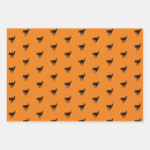 ハロウィーン黒オレンジ色の白い黒猫の魔女幽霊 ラッピングペーパーシート (正面3)