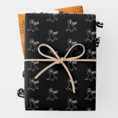 ハロウィーン黒オレンジ色の白色幽霊ハロウィーンのカボチャのちょうちん ラッピングペーパーシート (インサイチュ)