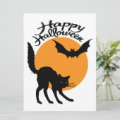ハロウィーン黒猫とこうもりと月、ハロウィーン カード (スタンド正面)