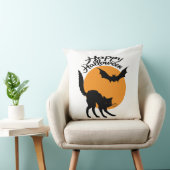 ハロウィーン黒猫とこうもりと月、ハロウィーン クッション (椅子)