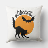 ハロウィーン黒猫とこうもりと月、ハロウィーン クッション (裏面)