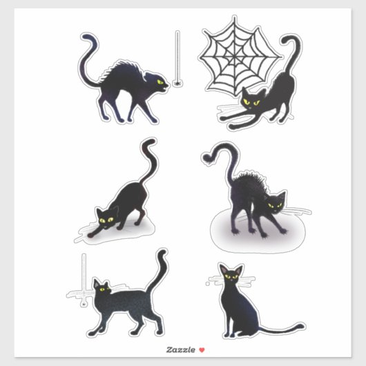 ハロウィーン黒猫とクモID852 シール (シート)