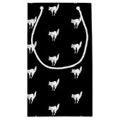 ハロウィーン黒猫の白黒パターン スモールペーパーバッグ (裏面)