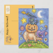 ハロウィーン黒猫はがき ポストカード (正面/裏面)