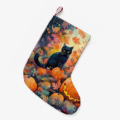 ハロウィーン黒猫カボチャ怖い スモールクリスマスストッキング (正面 (吊り時))