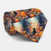 ハロウィーン黒猫カボチャ怖い ネクタイ (ロール)