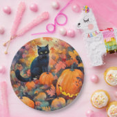ハロウィーン黒猫カボチャ怖い ペーパープレート (パーティー)