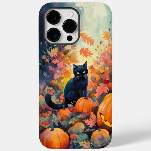 ハロウィーン黒猫カボチャ怖い Case-Mate iPhoneケース (裏面)