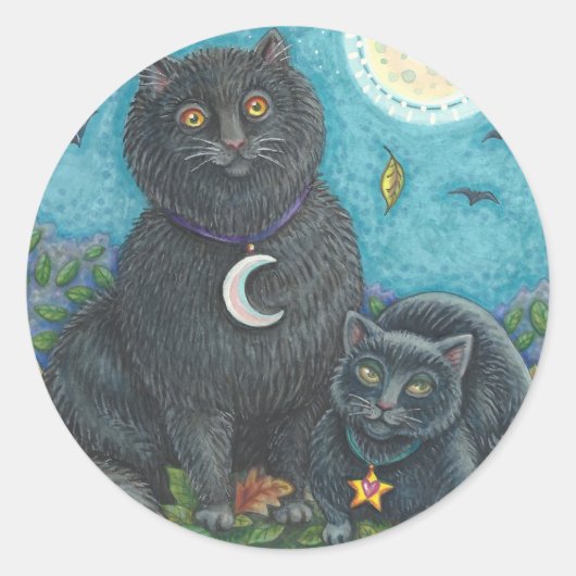 ハロウィーン黒猫シール付きシート ラウンドシール (正面)