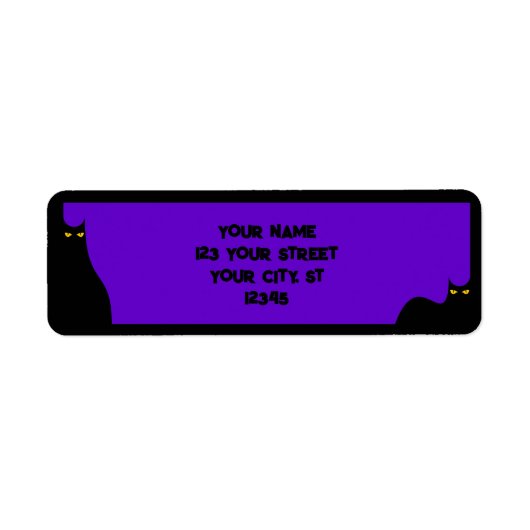 ハロウィーン黒猫白熱［赤熱］光を放つ目紫不気味 ラベル (正面)
