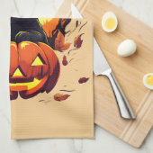ハロウィーン黒猫、紅葉、 キッチンタオル (四つ折り)