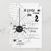 ハロウィーン黒白スパイダーウェブ誕生日 招待状 (正面/裏面)