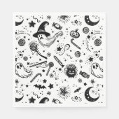 ハロウィーン黒白不気味誕生日パーティー スタンダードランチョンナプキン (正面)