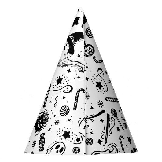 ハロウィーン黒白不気味誕生日パーティー パーティーハット (裏面)