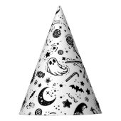 ハロウィーン黒白不気味誕生日パーティー パーティーハット (正面)