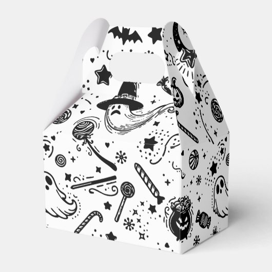ハロウィーン黒白不気味誕生日パーティー フェイバーボックス (裏面サイド)
