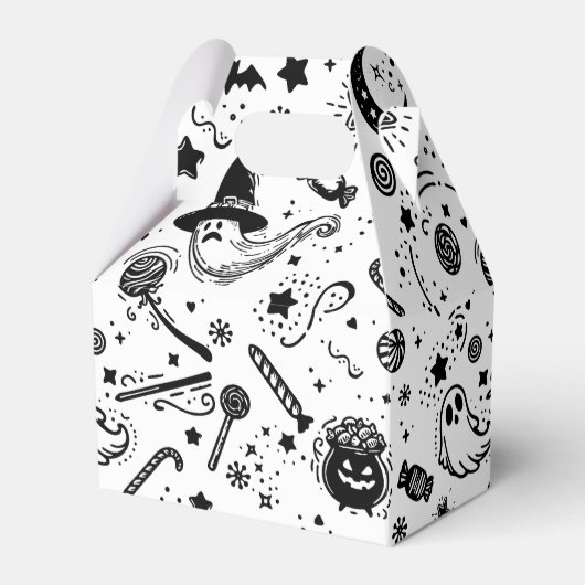 ハロウィーン黒白不気味誕生日パーティー フェイバーボックス (正面サイド)