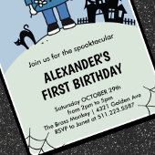 ハロウィーン1歳の誕生日のスプークの少年 招待状