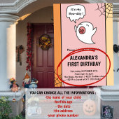 ハロウィーン1歳の誕生日招待状ピンク小さなブー 招待状