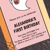 ハロウィーン1歳の誕生日招待状ピンク小さなブー 招待状