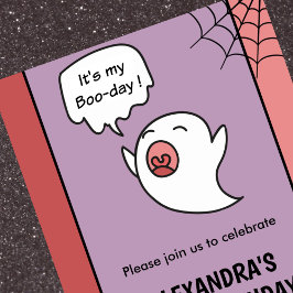 ハロウィーン1歳の誕生日招待状幽霊ピンク 招待状