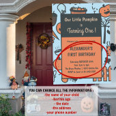 ハロウィーン1歳の誕生日招待状秋のカボチャ 招待状