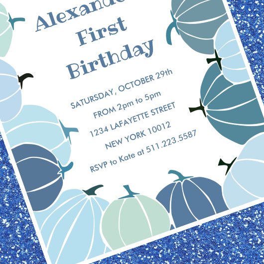 ハロウィーン1歳の誕生日招待状秋のカボチャ 招待状