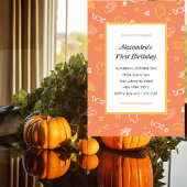 ハロウィーン1歳の誕生日招待状秋オレンジ 招待状