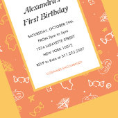 ハロウィーン1歳の誕生日招待状秋オレンジ 招待状