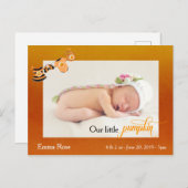 ハロウィーン10月かぼちゃの誕生のお知らせ ポストカード (正面/裏面)