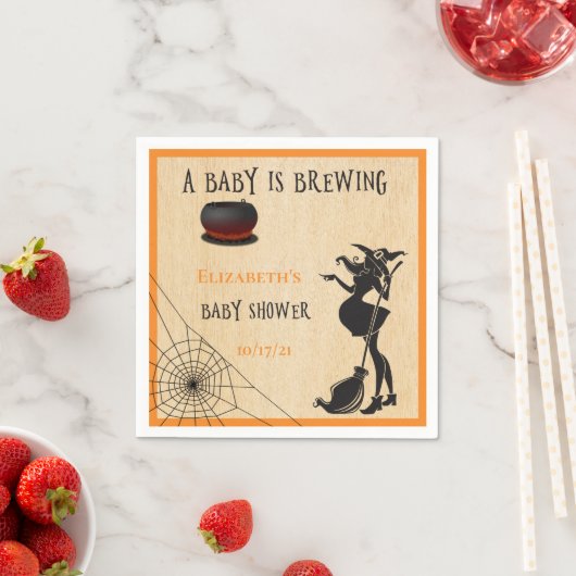 ハロウィーン10月ウィッチブルーイングベビーシャワー スタンダードカクテルナプキン (インサイチュ)