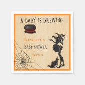 ハロウィーン10月ウィッチブルーイングベビーシャワー スタンダードカクテルナプキン (正面)