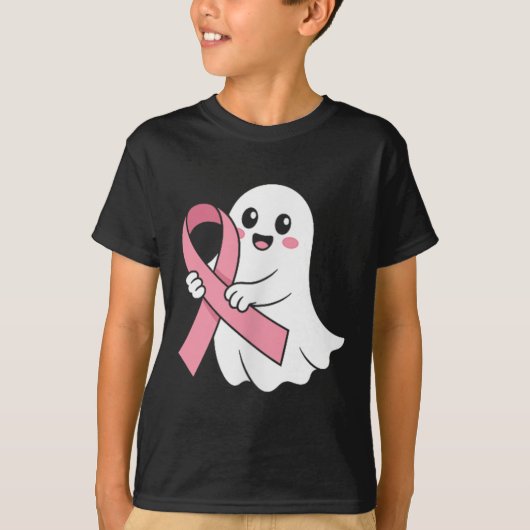 ハロウィーン10月乳がん認識度ピンクカット Tシャツ (正面)