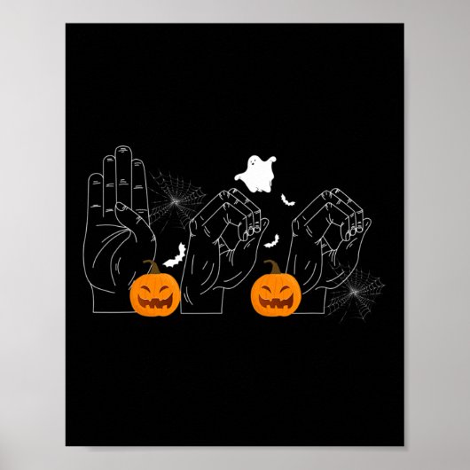 ハロウィーン10月31日ろう者ミュートの手話 ポスター (正面)