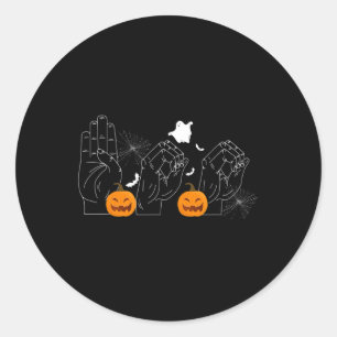 ハロウィーン10月31日ろう者ミュートの手話 ラウンドシール