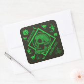 ハロウィーン10月31日コラージグリーン スクエアシール (封筒)