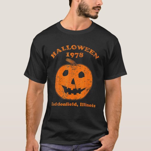 ハロウィーン1978ホリデーギフト不気味マイヤーズかぼちゃH Tシャツ (正面)