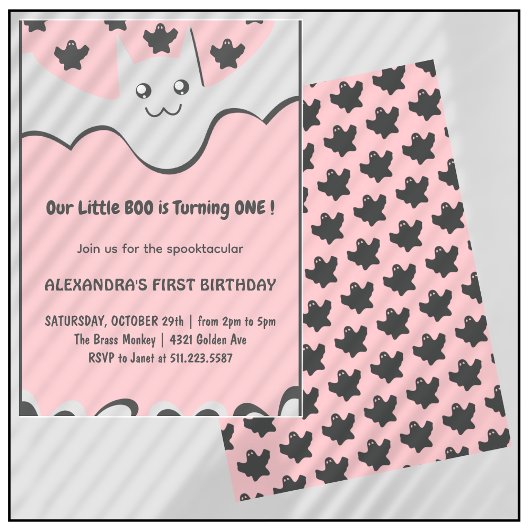 ハロウィーン1st誕生日の招待幽霊リトルブー 招待状