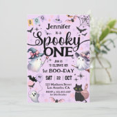 ハロウィーン1st誕生日パーティー幽霊ガール不気味ワン 招待状 (スタンド正面)