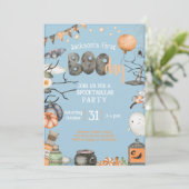 ハロウィーン1ST誕生日Any Age Blue Boyパーティー 招待状 (スタンド正面)