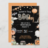 ハロウィーン1ST誕生日Any Age Boy Girlパーティー 招待状 (正面/裏面)