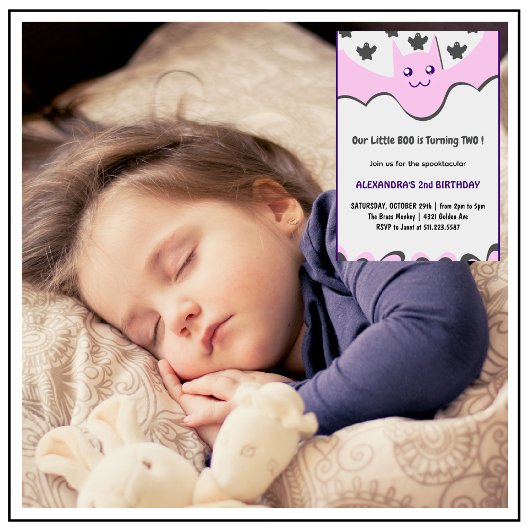 ハロウィーン2回目の誕生日の招待幽霊リトルブー 招待状