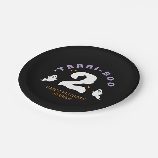 ハロウィーン2回目の誕生日テリブブトワ幽霊ゴシック ペーパープレート (アングル)