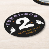ハロウィーン2回目の誕生日テリブブトワ幽霊ゴシック ラウンドペーパーコースター (アングル)