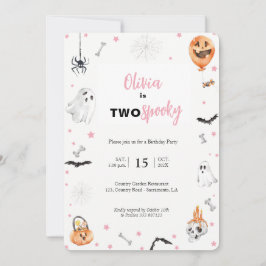 ハロウィーン2回目の誕生日ピンク幽霊の女の子の招待 招待状