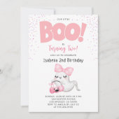 ハロウィーン2回目の誕生日リトルブツーガールピンク 招待状 (正面)